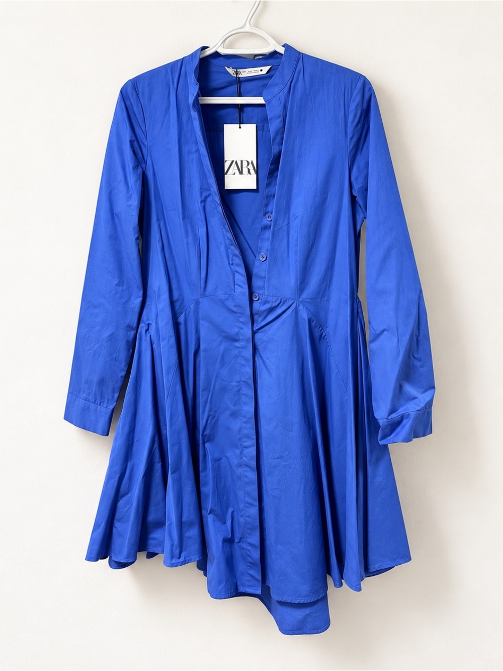Zara Blue Short Poplin Dress – Small – New With Tags